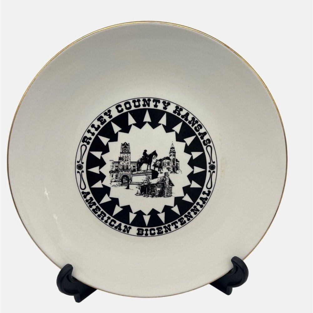 Vintage 1976 Riley County Kansas American Bicentennial Souvenir Plate 10.25"